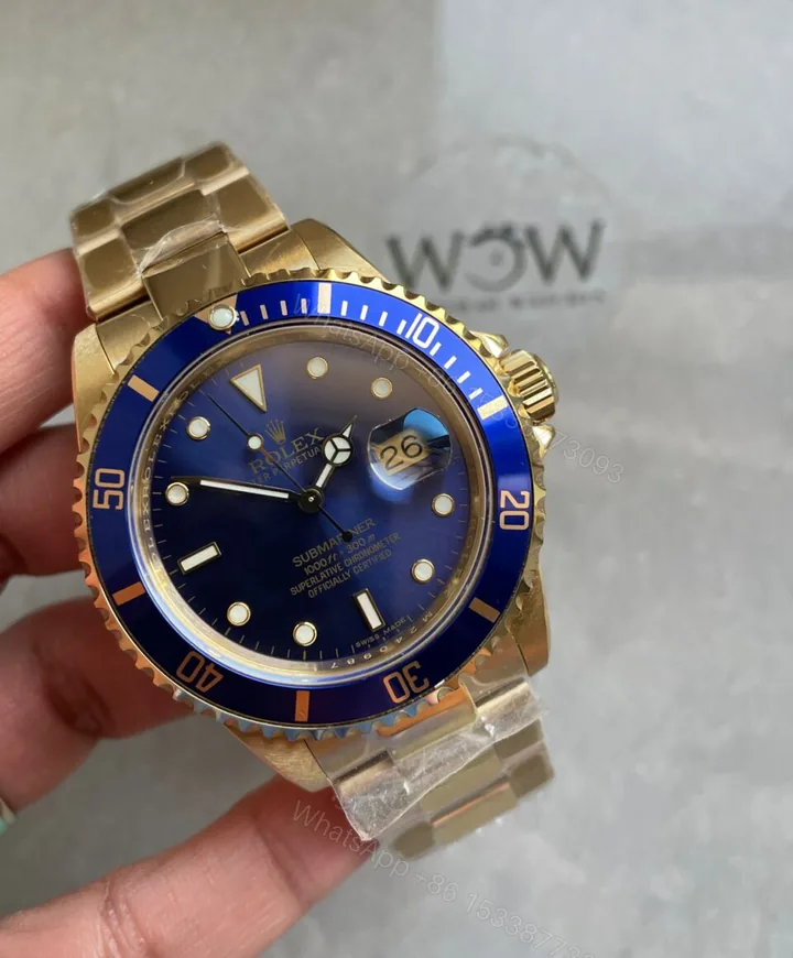 View 1 of Clean Factory 1:1 Rolex Submariner 116618 LB Best Edition Blue Ceramic YG Plated 904L Steel VS3135