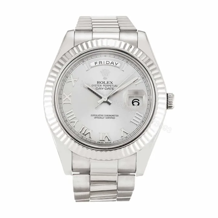 View 1 of Rolex Day-Date 218239-0041 V6 White Roman Dial Super Clone : 41mm White Gold-Tone President with Caliber 3156 Clone