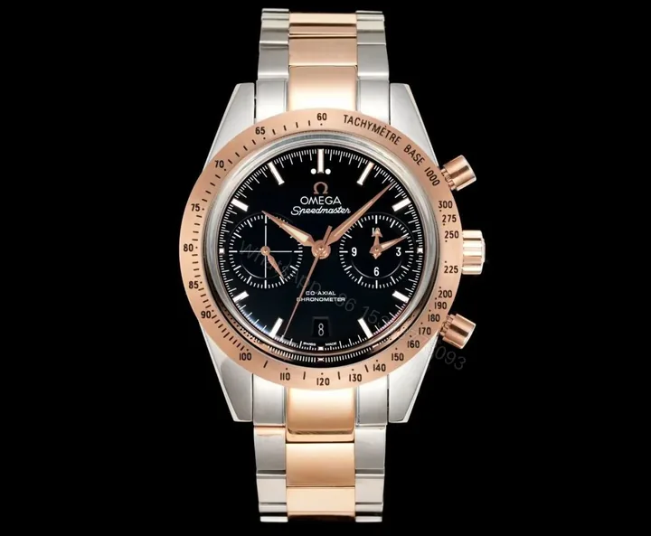 View 1 of Omega Speedmaster 57 Co-Axial Stainless Steel Red Gold Black Dial Bracelet 331.20.42.51.01.002