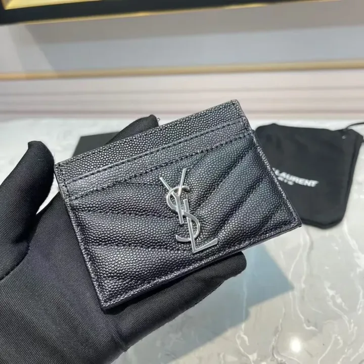 View 1 of Compact Quilted Cardholder with YSL-Inspired Hardware