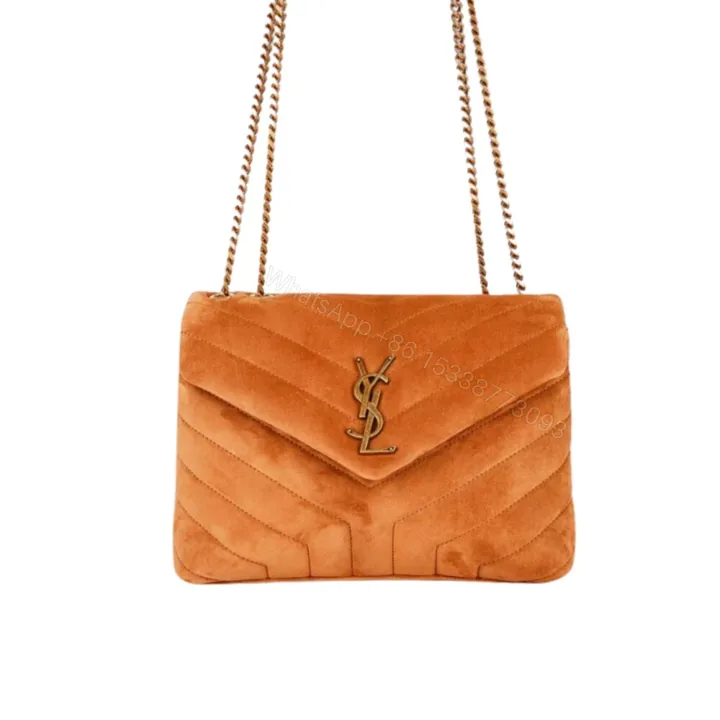 View 1 of Saint Laurent Cinnamon Loulou Large Chain Bag In Suede Brown 31Cm