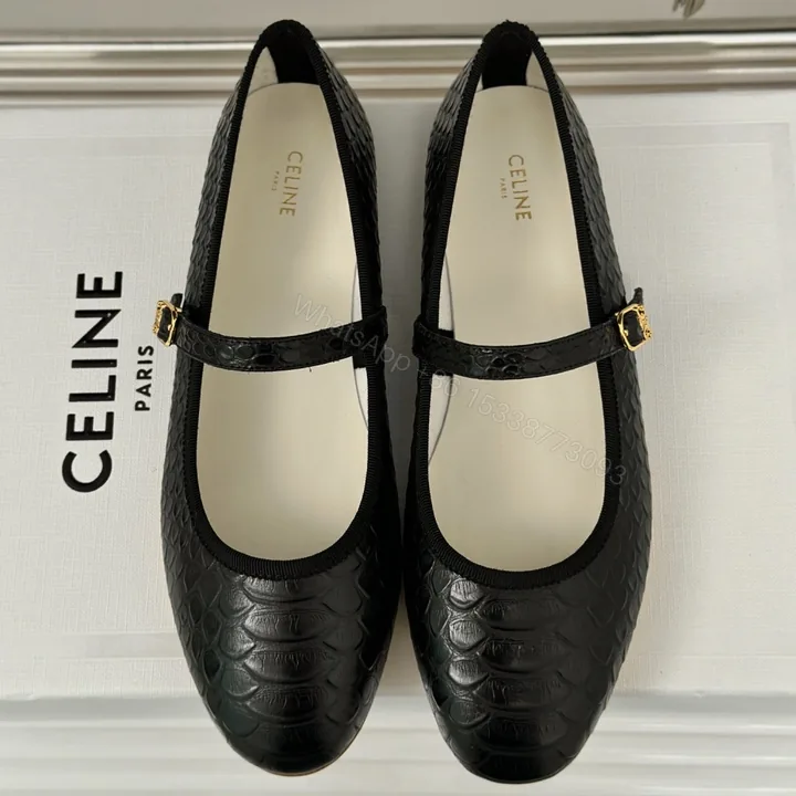 View 1 of 高仿Celine*354673034復古瑪麗珍單鞋蟒蛇紋黑色免檢版