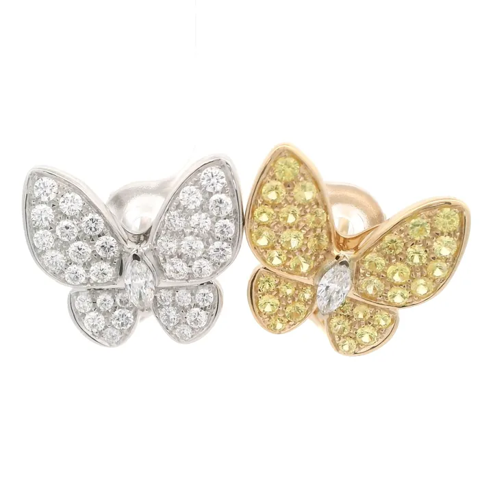 View 1 of Van Cleef & Arpels Double Butterfly Diamond, Sapphire Earrings