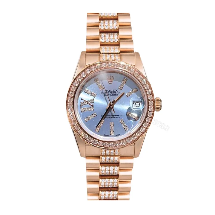 View 1 of Rolex Datejust Diamond In Rose Gold With Blue Dial 31Mm