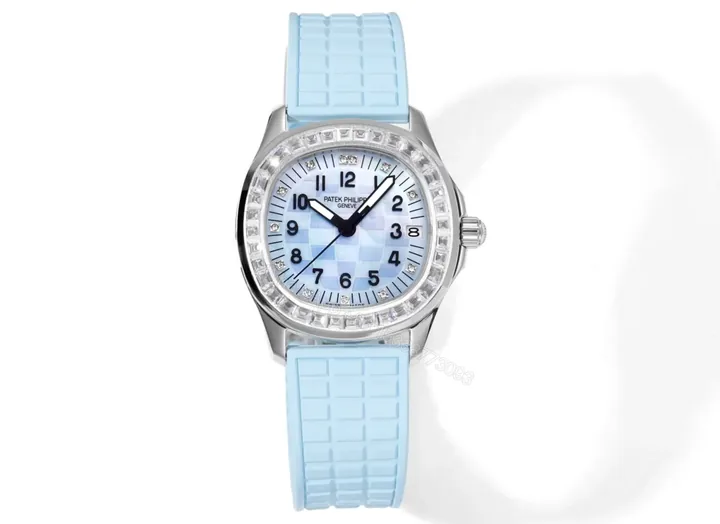 View 1 of Patek Philippe Aquanaut Mechanical Women’s Watch Blue Dial with Diamond Bezel Stainless Steel Case and Blue Rubber Strap
