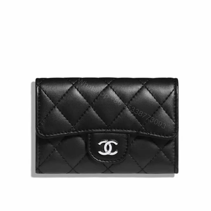 View 1 of Chanel Classic Card Holder Quilted With Silver Hardware Black 11Cm AP0214 Y01480 C3906