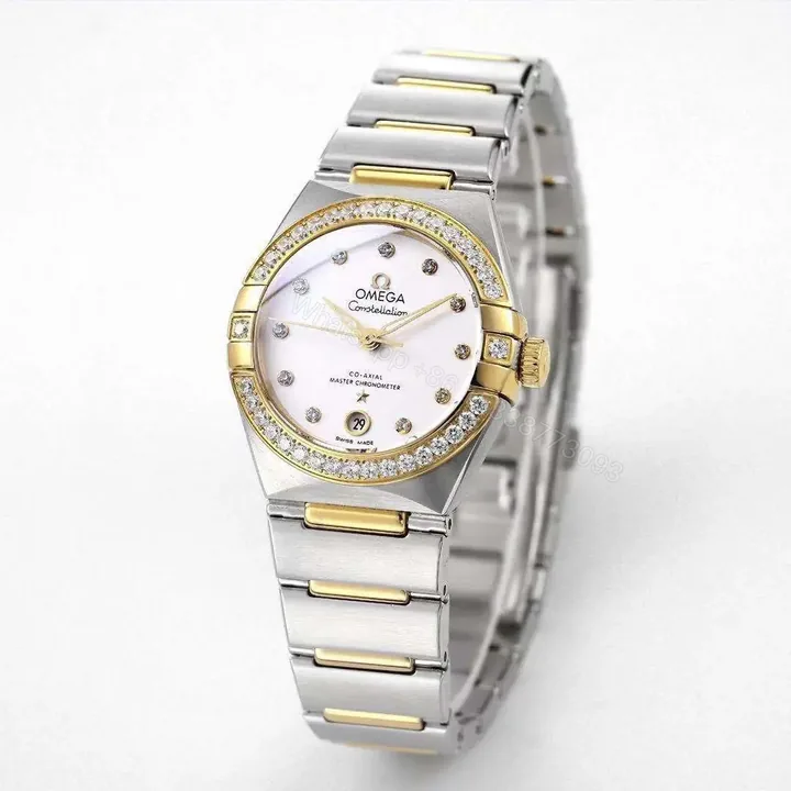 View 1 of Omega Constellation 29mm Women’s Watch V6 Version Two-Tone Stainless Steel and Gold with Diamond Bezel White Dial Sapphire Crystal Glass