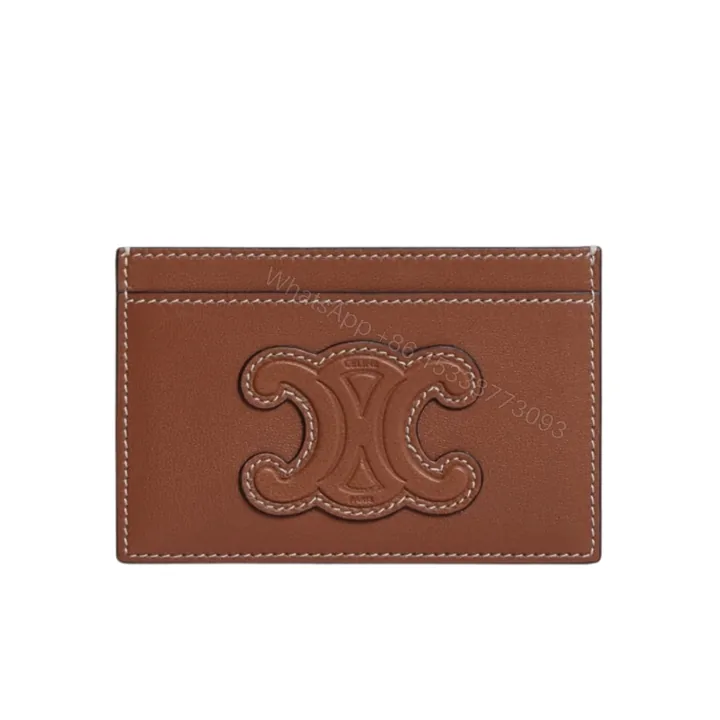 View 1 of CELINE CARD HOLDER IN SMOOTH LAMBSKIN TAN BROWN 9CM