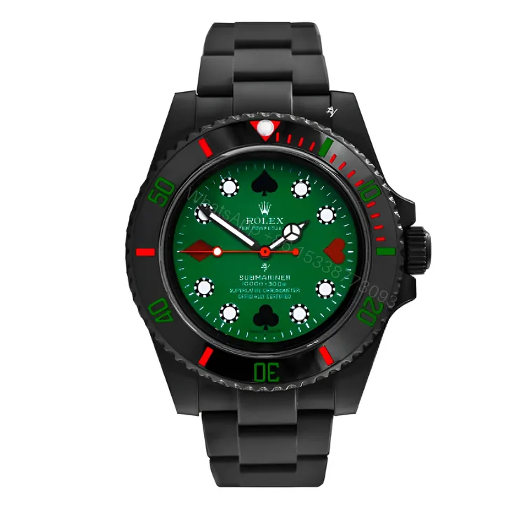 View 1 of Rolex Blaken Submariner Poker Green Dial 114060 Replica