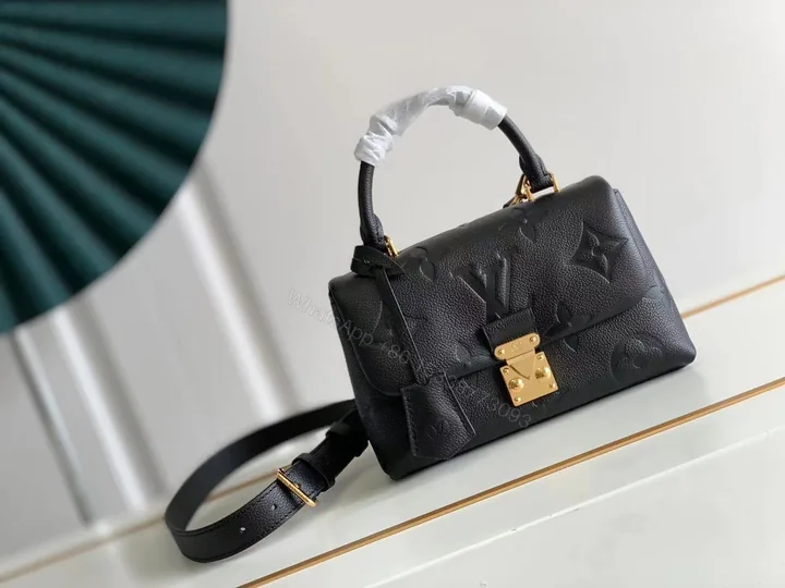 View 1 of LV 一比一 Monogram壓紋鎖扣手提包 黑色金扣設計