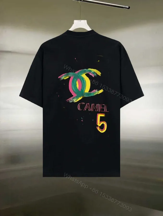 View 1 of Chanel一比一短袖T恤 黑底塗鴉五號LOGO設計 潮流限定款