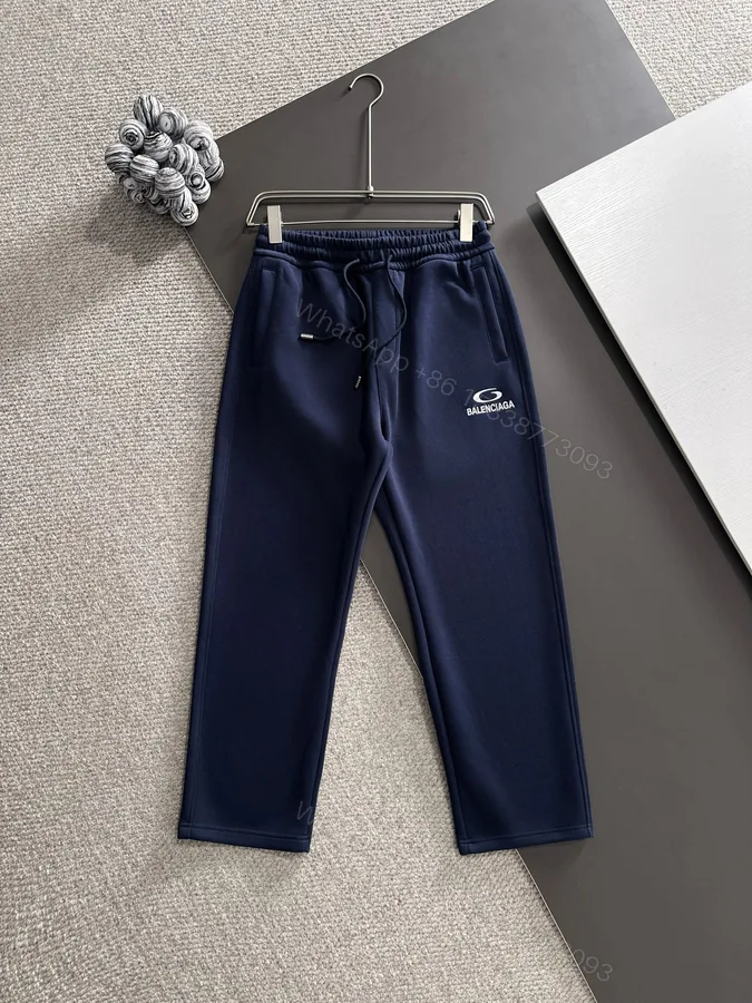 View 1 of Balenciaga 高仿男士深藍簡約Logo長褲 寬鬆舒適日常褲型