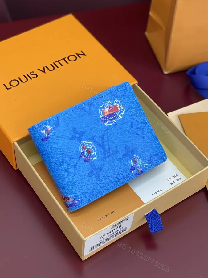 View 1 of LV 一比一藍色水印短夾 M14895 熱門圖騰潮流限定款