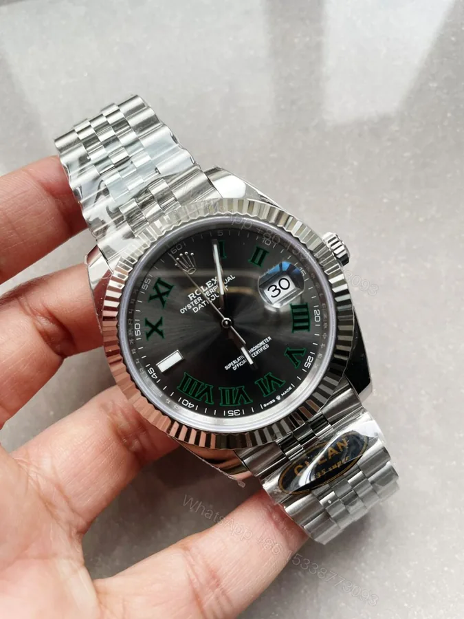 View 1 of Rolex DateJust Men “wimbledon”SS Grey textured Dial Roman Markers
