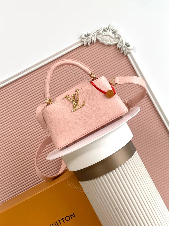 View 1 of LV A貨女士手提包粉色晶鑽Logo設計輕奢百搭款