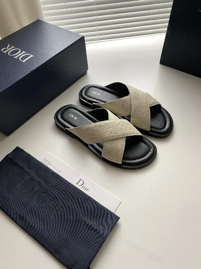 View 1 of Beige + Leather + Minimalist + Cushioned Comfort + Slides