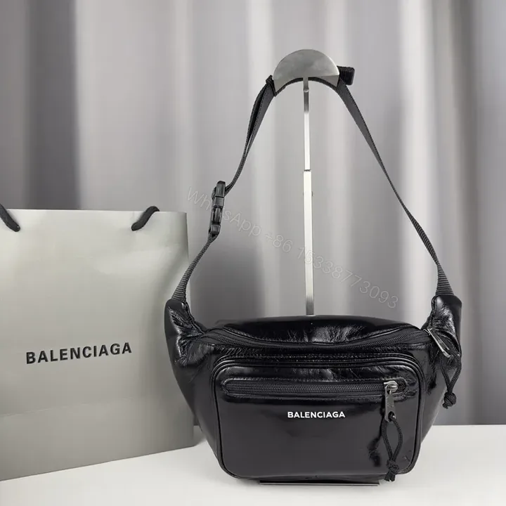 View 1 of Balenciaga Belt Bag: Black Leather, Compact Luxe Crossbody