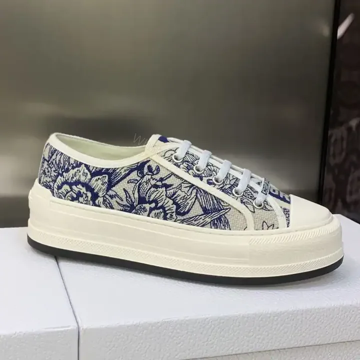 View 1 of WALK’N’DIOR PLATFORM SNEAKERS UNISEX JARDIN D’HIVER EMBROIDERED BLUE – CD187