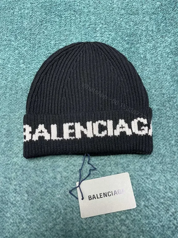 View 1 of Bold Knit Beanie Balenciaga Navy Logo Band Beanie