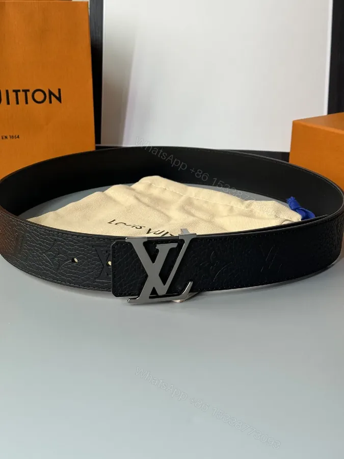 View 1 of Bold Leather Belt: Refined Style, LV Buckle, All-Day Confidence