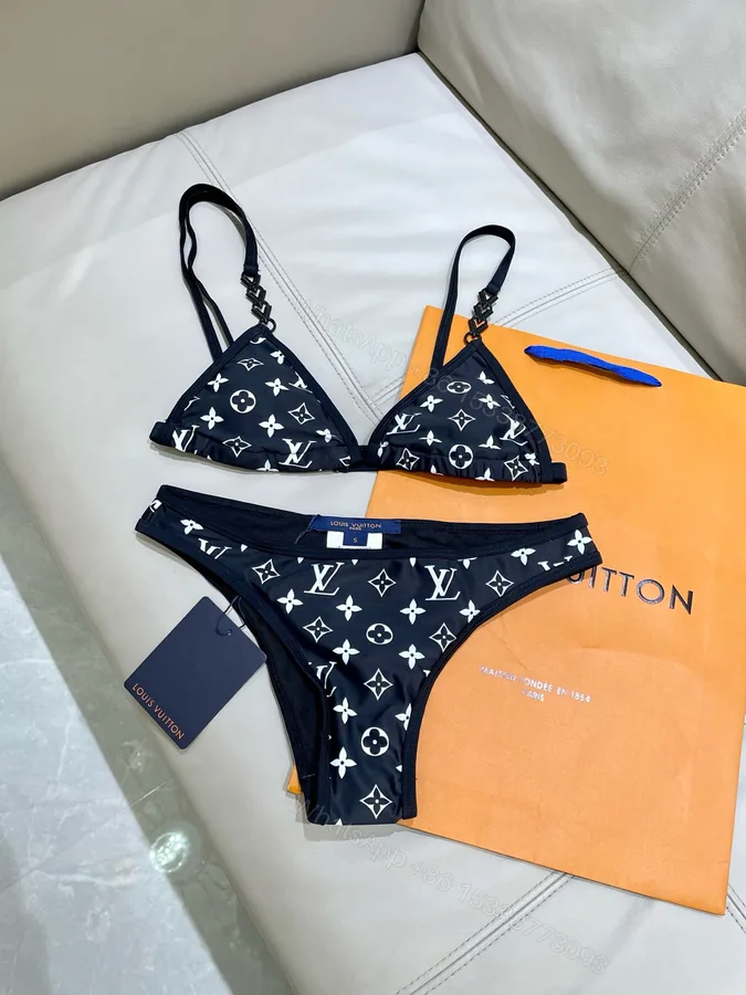 View 1 of LV 高仿 黑色Monogram比基尼套装 性感显瘦分体泳衣