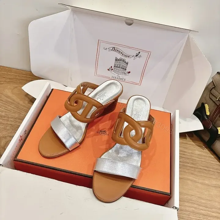 View 1 of Two-Tone Leather Sandals with Signature Straps and Comfort