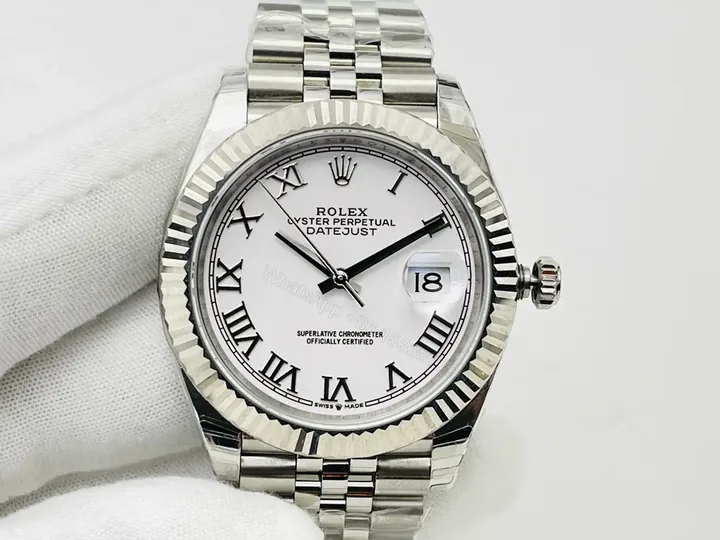 View 1 of Rolex Datejust 36 Stainless Steel Fluted Jubilee White Roman Dial 116234-0089