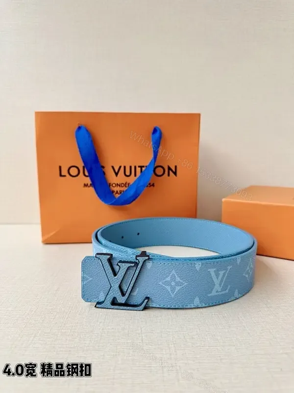 View 1 of Bright Blue LV-Print Belt: Bold Everyday Luxury