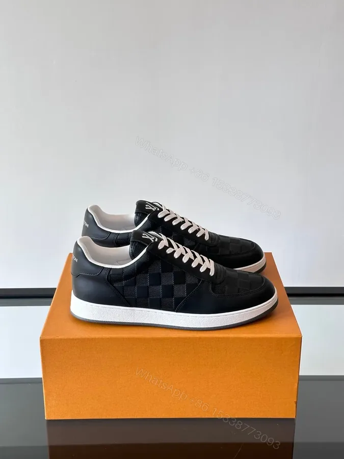 View 1 of LV Men Black Leather Checkerboard Sneakers