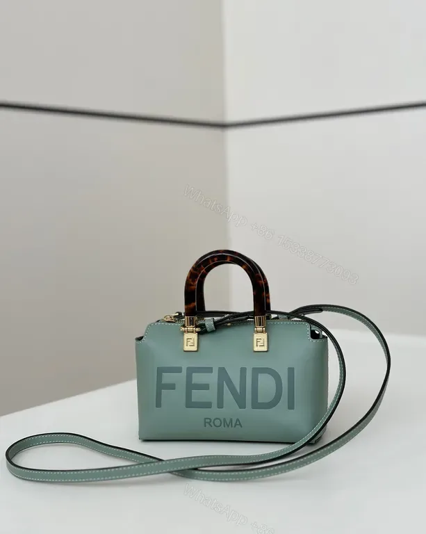 View 1 of Teal Fendi Satchel: Compact Modern Luxe Bag