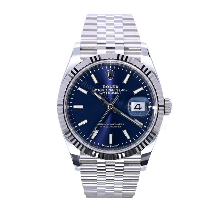 View 1 of Rolex Datejust 126234 Super Clone : White Rolesor Fluted Bezel Silver Dial 36mm