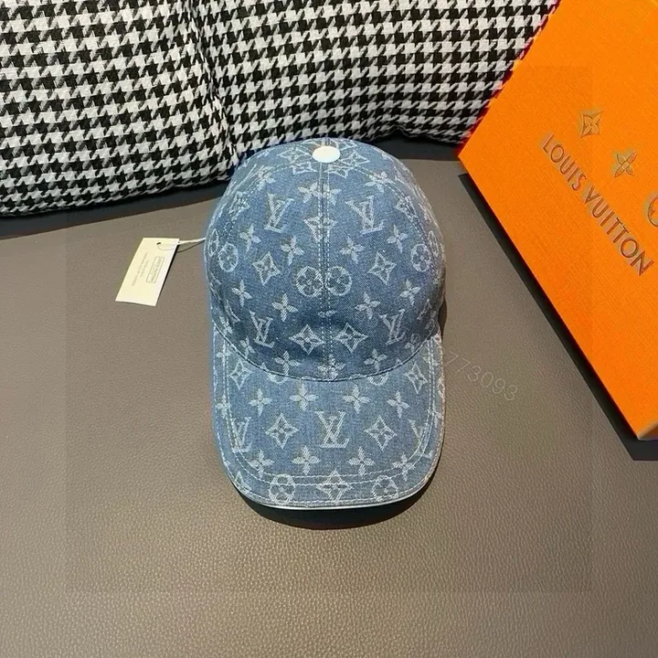 View 1 of Denim Monogram LV-Inspired Cap: Casual Luxury Baseball Hat