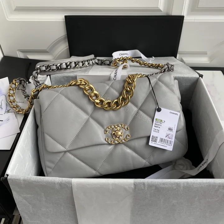 View 1 of CHANEL 原單 2.55 灰色軟皮金鏈包 大容量精品鏈條肩背包