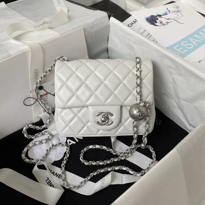 View 1 of Chanel Mini Silver 22 White Calfskin