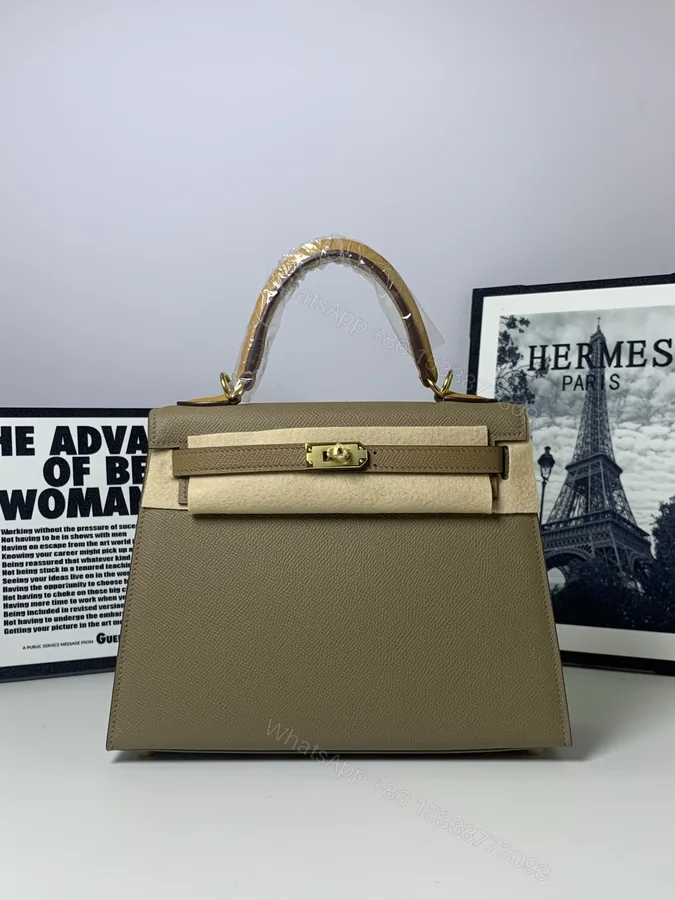 View 1 of 高仿 Hermes Kelly 25 大象灰手提包 經典百搭高端女包