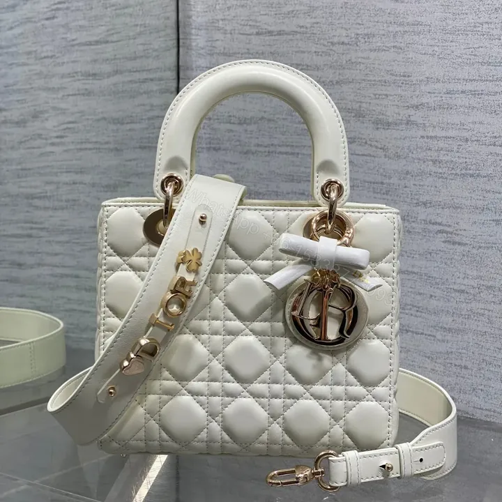 View 1 of DIOR LADY SMALL WHITE GOLD HARDWARE