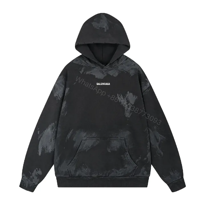 View 1 of Bold Tie-Dye Black Hoodie: Signature Details, Streetwear Essential