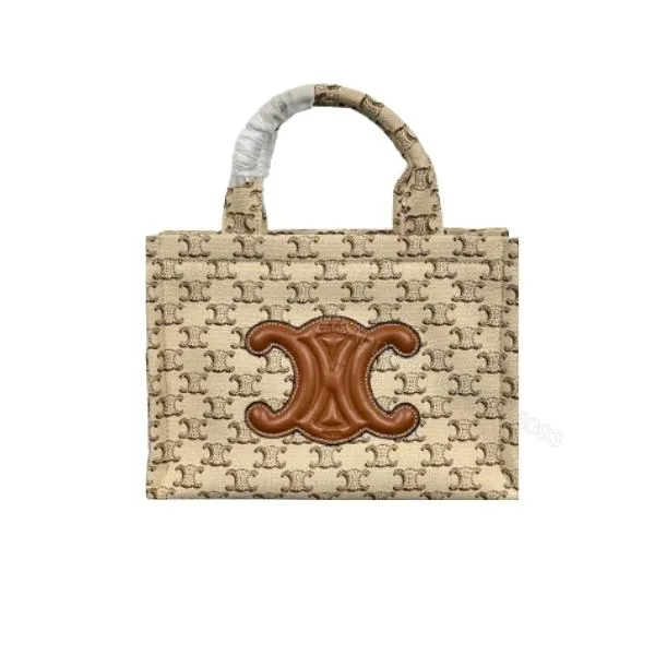 View 1 of CELINE SMALL CABAS THAIS IN TEXTILE WITH TRIOMPHE CANVAS PRINT AND CALFSKIN 25CM
