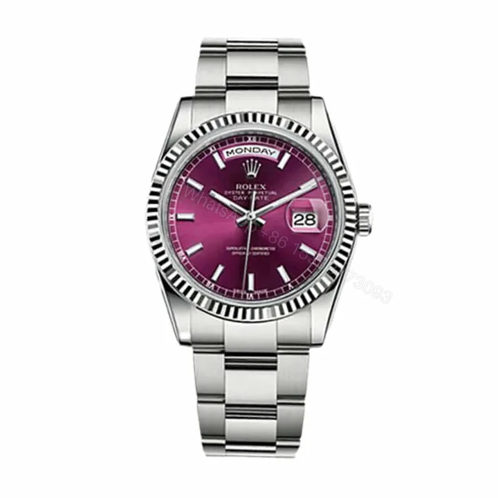 View 1 of Rolex Day-Date 36 White Gold 118239-0304 Super Clone: 36mm Cherry Dial President with Caliber 3155 and Fluted Bezel