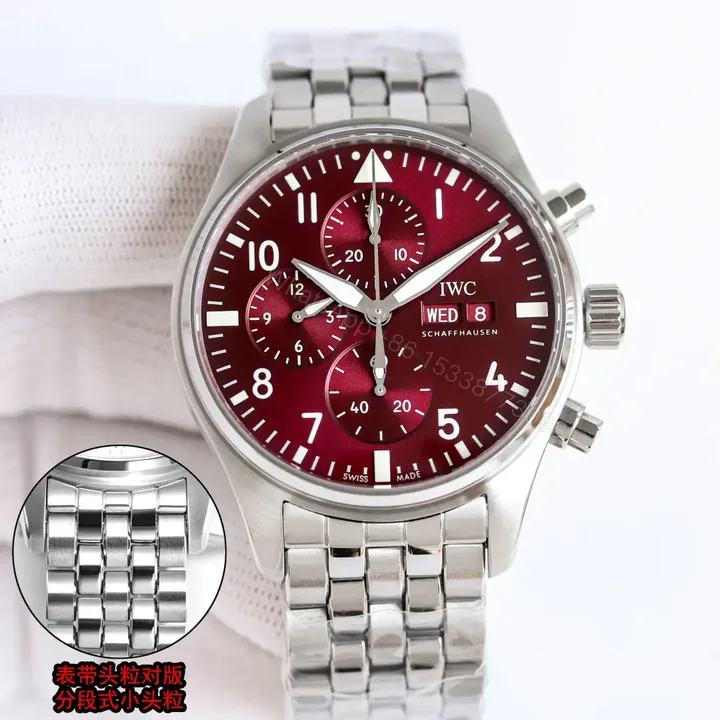 View 1 of IWC Pilot Chronograph N9 Rose Dial Stainless Steel Bracelet 43mm IW3777-ROSE
