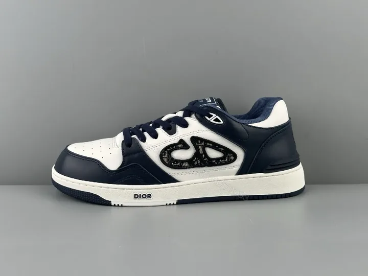 View 1 of Navy Leather High-Top Sneaker with Cutout Detailing