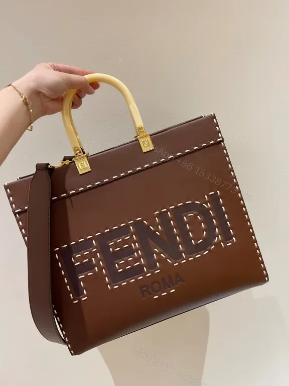 View 1 of Bold Leather Satchel: Structured, Fendi-Detail, Versatile Bag