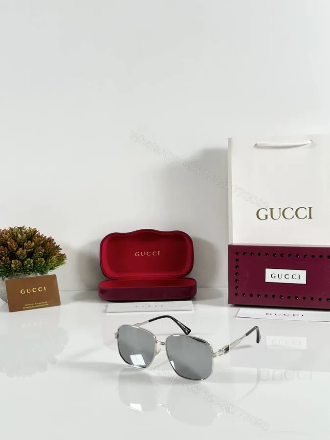 View 1 of First Copy Gucci 086 Silver Mercury Sunglasses