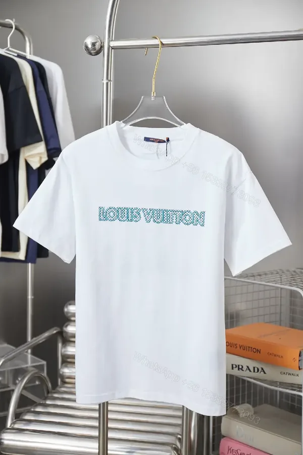 View 1 of Crystal-Trim Logo Cotton Tee - Luxe Streetwear Top