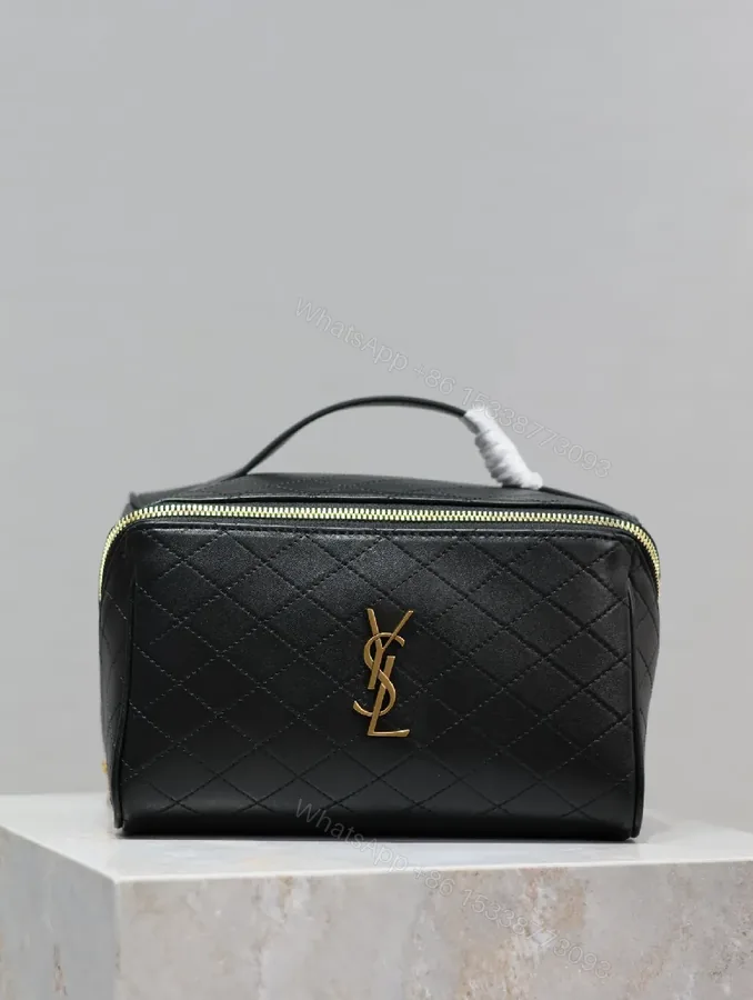 View 1 of Quilted Crossbody, Gold Monogram, Compact Luxe Bag
