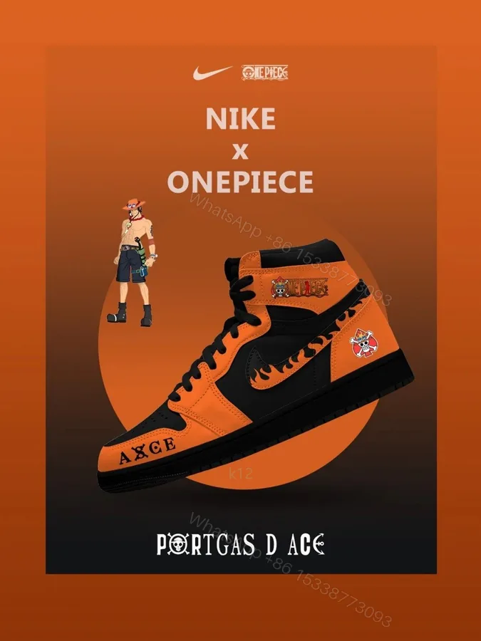 View 1 of Portgas D Ace V.2 Custom High-Top Jordan 1