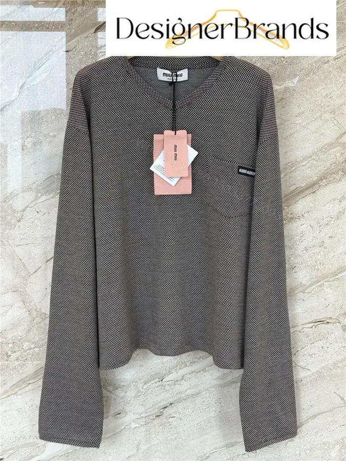 View 1 of Miu Miu Jacquard Jersey Long-Sleeved T-Shirt