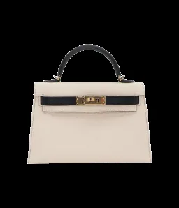 View 1 of Hermès Kelly II Sellier Mini Nata/Black Chèvre Leather Permabrass Hardware