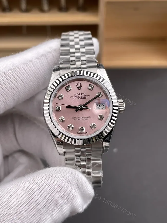 View 1 of Rolex Datejust 28mm Pink Diamond Dial Automatic Watch RLX-DJ-28-PNK-DIA-2671