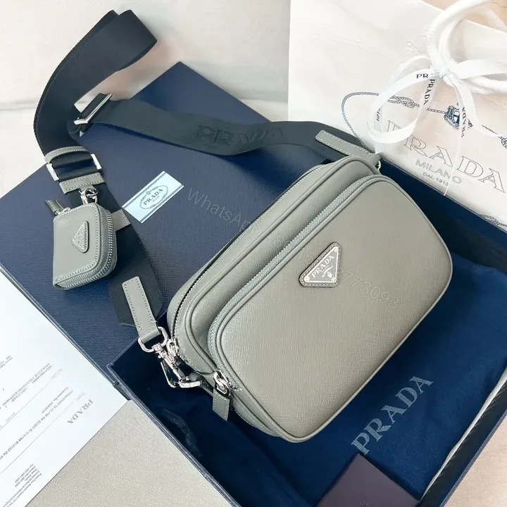 View 1 of Prada Saffiano Compact Luxury Crossbody: Subtle Texture